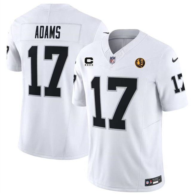 Men's Las Vegas Raiders #17 Davante Adams White 2023 F.U.S.E. With 4-star C Patch And John Madden Patch Vapor Limited Football Stitched Jersey